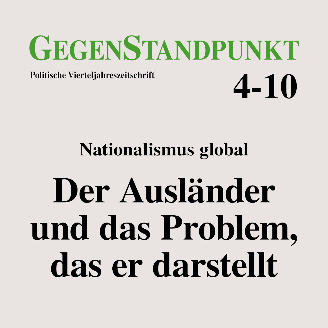 GSP_Verlag's tweet photo. Ein empfehlenswerter Artikel aus
#GegenStandpunkt 4-10:
Nationalismus global —
Der Ausländer
und das Problem, das er darstellt
https://t.co/DaeZZnc93J
#Migration #Migrationswende #Ausländerhass #Parallelgesellschaften https://t.co/7Wfnw8PqIW