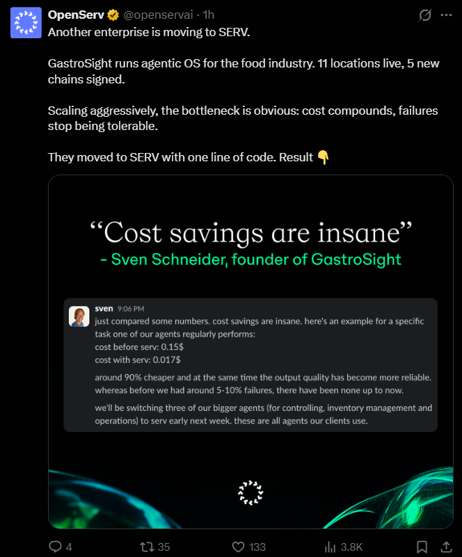 kubeEcho's tweet photo. New @thoughtproof_ai benchmarks dropped showing $SERV models outperform @claudeai and @Gemini achieving 81.3% accuracy with zero false positives.

Gemini had 52 false positives highlighting the difference between enterprise-ready solutions and demoware.

GastroSight, a restaurant chain with 11 locations and 5 new chains, switched to $SERV, reducing costs by 90% and eliminating failures with one line of code.

Two independent validations in one day and this is only Private beta batch 1; at sub $50M now imagine batch 10

These successes demonstrate the practical adoption of $SERV, rather than merely relying on hype.