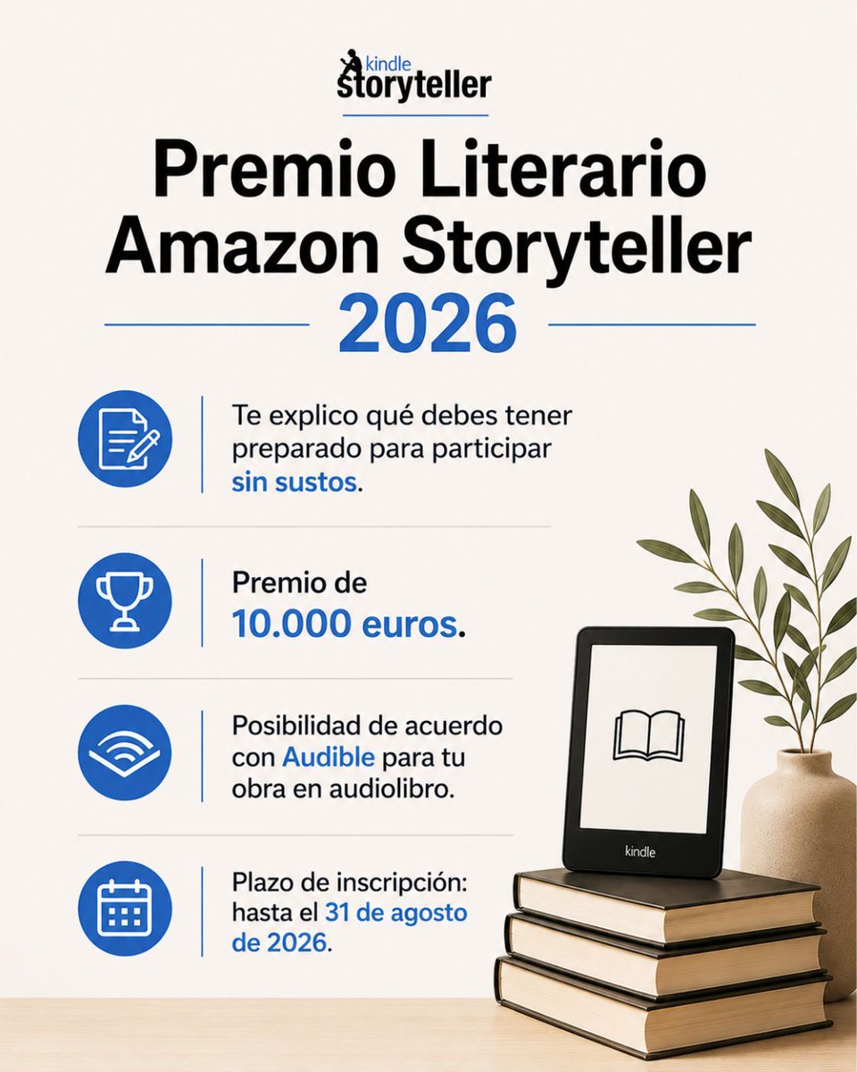 ServEditorial's tweet photo. El #PremioLiterario Amazon Storyteller ya ha comenzado el 1 de mayo.

⁉️¿Tienes tu libro listo?
➡️¿Corregido, maquetado y diseñado?
➡️¿Has validado los archivos: PDF de interior, PDF de cubierta y EPUB?
➡️¿Tienes los metadatos preparados?

✅https://t.co/InAXsd8dLj https://t.co/SWd4kWrr11