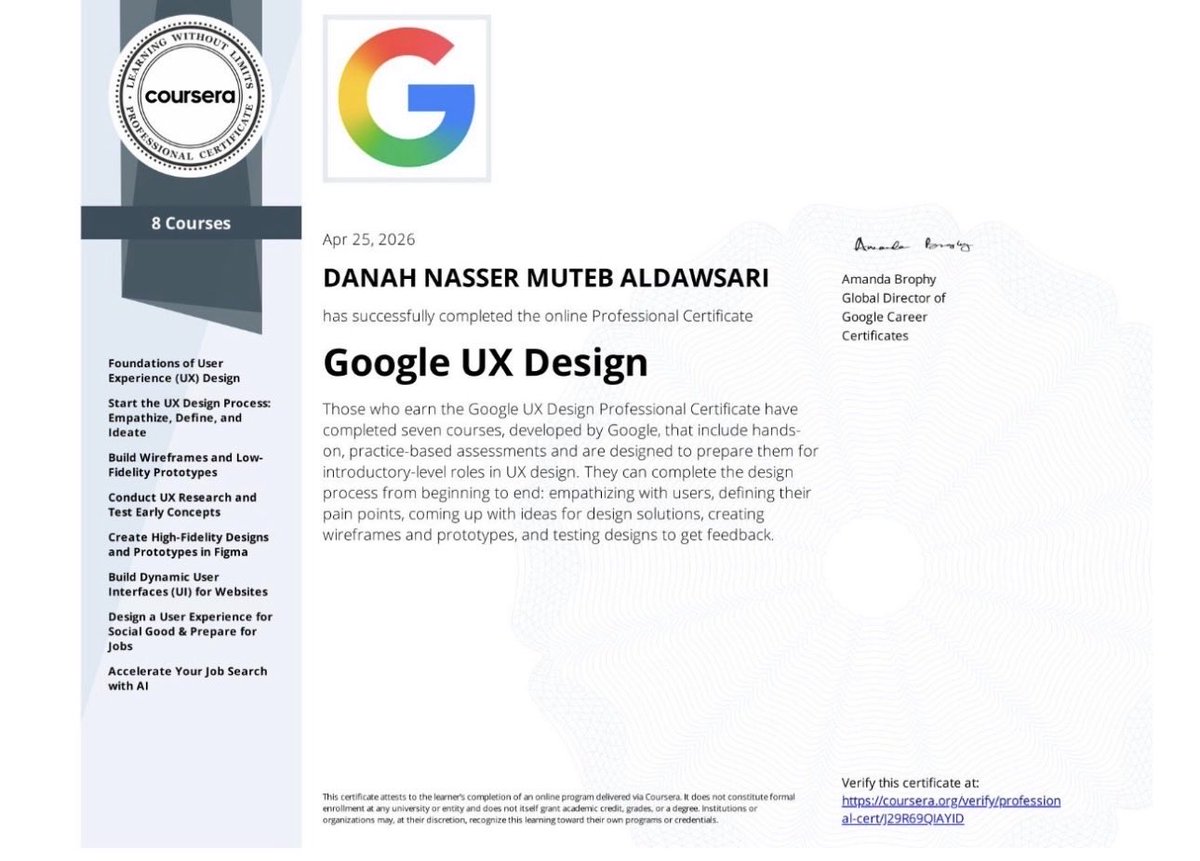 X71DN's tweet photo. I have completed the Google UX Design Professional Certificate, as part of my ongoing journey to develop my skills in user experience 💙💪🏻

https://t.co/9NuH6tj80C https://t.co/mR6kgkJOXi