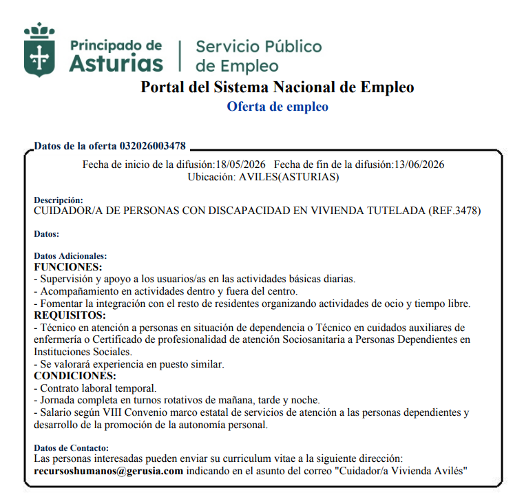 FYEAviles's tweet photo. CUIDADOR/A DE PERSONAS CON DISCAPACIDAD EN VIVIENDA TUTELADA en Avilés 
Fuente: Trabajastur 

🎯 CV: recursoshumanos@gerusia.com (Asunto: "Cuidador/a Vivienda Avilés")

#empleo #Aviles #Asturias https://t.co/YuZQvVdHGX