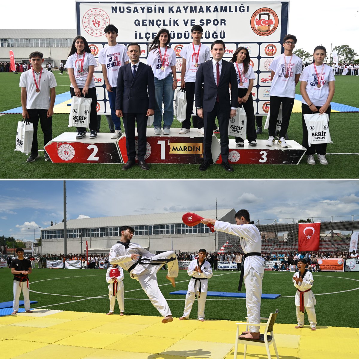 Nsy_Kaymakamlik's tweet photo. 📍Nusaybin/19 Mayıs Atatürk’ü Anma, Gençlik ve Spor Bayramı Kutlama Programı🇹🇷

Kaymakamımız Sayın Evren ÇAKIR, 4. Hudut Alay Komutan Yardımcısı Piyade Albay Kansu KURTULUŞ, Cumhuriyet Başsavcısı Murat BULUT, ve ilçe protokolü ile birlikte;

📌Atatürk İlçe Stadyumu’nda, 19 Mayıs Atatürk’ü Anma, Gençlik ve Spor Bayramı’mızın 107. yıl dönümü dolayısıyla düzenlenen programa katıldı.

📌Saygı duruşunda bulunulması ve İstiklal Marşı’nın okunmasının ardından, günün anlam ve önemine ilişkin konuşmalar yapıldı; öğrenciler tarafından şiirler okundu ve çeşitli gösteriler sahnelendi.

📌Program kapsamında Sayın Kaymakamımız, Gençlik Haftası boyunca düzenlenen yarışmalarda dereceye giren sporculara madalya, kupalarını takdim etti.

19 Mayıs Atatürk’ü Anma, Gençlik ve Spor Bayramımız kutlu olsun.🇹🇷

#19Mayıs
#Nusaybin #Mardin
@TC_icisleri @Mardin_Valiligi