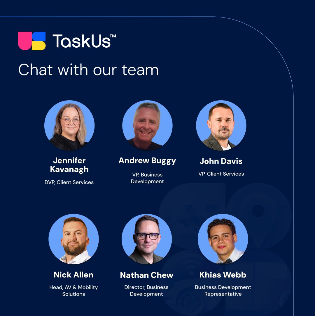 TaskUs's tweet photo. Our team is all hands at MOVE: Mobility Re-imagined!

From R&D and scale to depot operations, TaskUs is the engine behind some of the biggest names in mobility and autonomous vehicles. We have the roadmap to help you scale effectively and be market-ready.

Visit our booth or DM our attendees prior to the event.

#TaskUs #AutonomousVehicles #AutomotiveTech #FutureOfMobility #MOVE2026