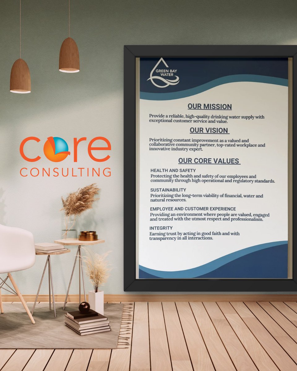 Core_CG's tweet photo. Nothing beats seeing a #strategy client’s Mission, Vision &amp; Core Values on numerous posters all over their facility walls. By making these foundational components visible daily, they stop being mere statements and start shaping behavior—turning words into the way work gets done. https://t.co/R0X0ccTVFM