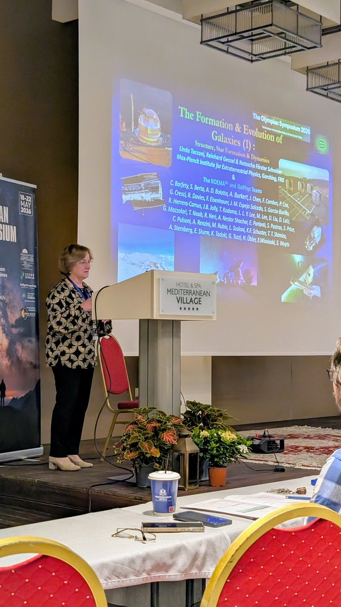 ranjan_adarsh's tweet photo. The famous Linda Tacconi talks about, "The formation and evolution of galaxies" #olympian_symposium https://t.co/j8JALgO8Sv