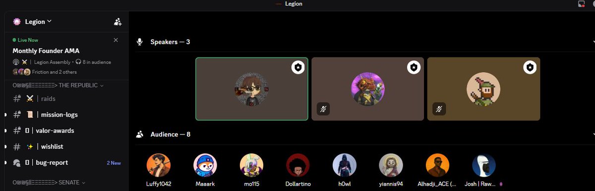 alhadji_ACE's tweet photo. Live on Discord call with @legiondotcc team @James_Gets_It @matty_ 

Things are getting brewed on Legion https://t.co/Fz58uo96GB