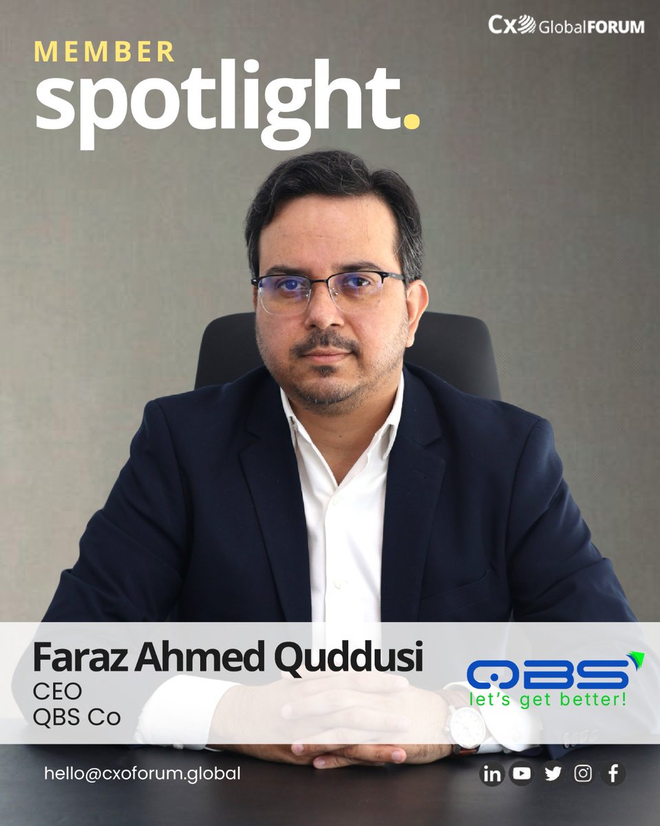 CxOGlobalForum's tweet photo. CxO Global Forum | Member Spotlight

Faraz Ahmed Quddusi, CEO of QBS Co

Join CxO Global Forum today: https://t.co/jQEXMF9j2E

#CxOGlobalForum #MemberSpotlight https://t.co/vDgFEf8kLe