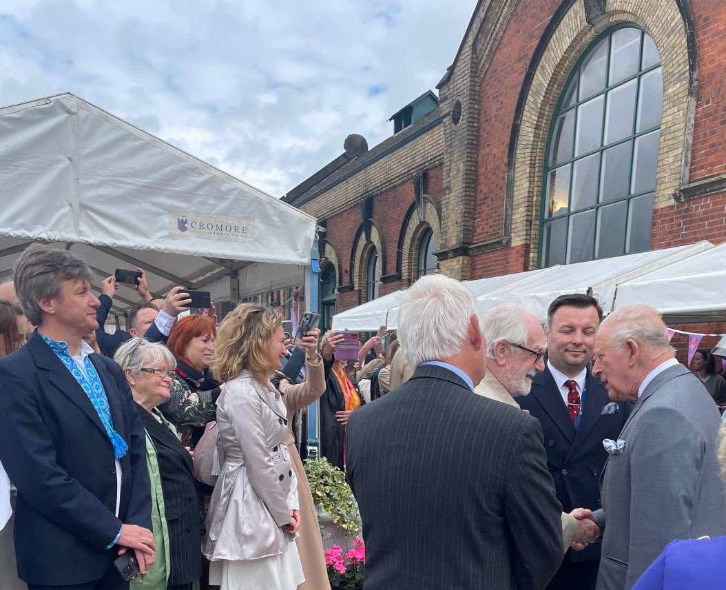 BLieutenancy's tweet photo. Such a happy morning as Their Majesties celebrated Fleadh Cheoil na héireann with all of Belfast’s communities and visited the historic Titanic Distillers 🎶 🪇 👯 https://t.co/WHXGF1tBEe