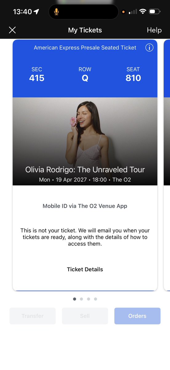 camilizerchar's tweet photo. Selling two tickets for olivia Rodrigo, face value, I’ll be sat next to you. 19th April 2027 https://t.co/D9gaVtXJl8