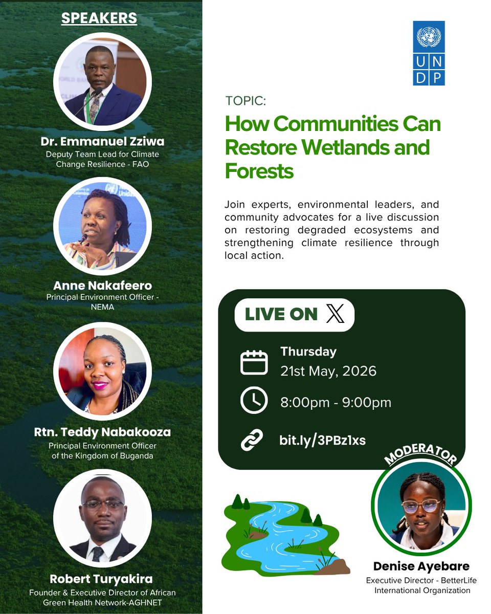 FishInitiatives's tweet photo. Join us this Thursday for an X Space on How Communities Can Restore Wetlands and Forests .

Featuring prominent environmental leaders sharing powerful insights on climate action and restoration. 🌱

🗓 21st May 2026 | ⏰ 8PM EAT
 📍 Live on X https://t.co/tWtw6865ZX