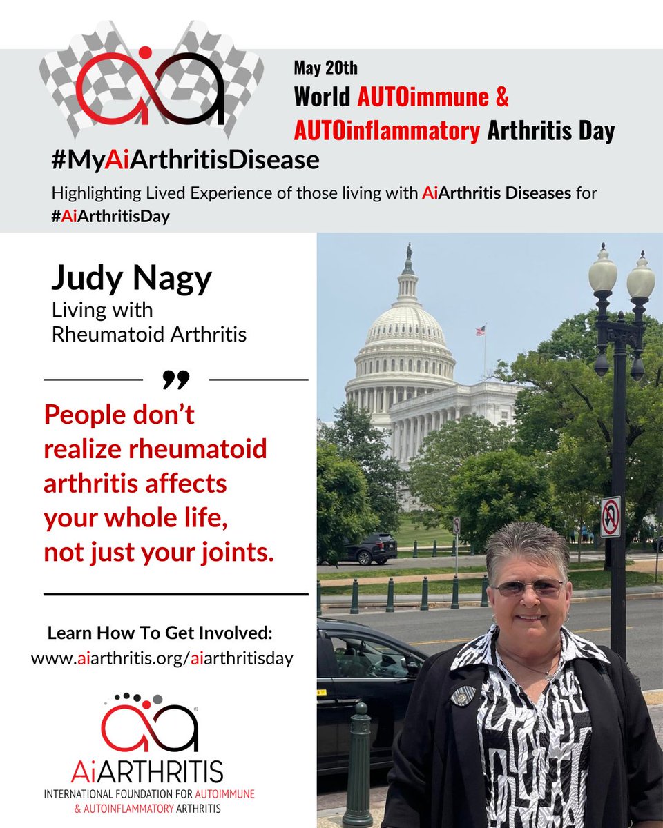 IFAiArthritis's tweet photo. “People with chronic illness deserve to have a voice.”

After decades of living with rheumatoid arthritis, Judy turned her lived experience into advocacy -  helping others feel seen, supported, and understood. Sharing patient stories helps raise awareness about the realities of AiArthritis diseases and the importance of community connection.

Discover more of Judy's story at: https://t.co/XmWSppa8Fm

#AiArthritis #RheumatoidArthritis #AiArthritisDay #MyAiArthritisDisease