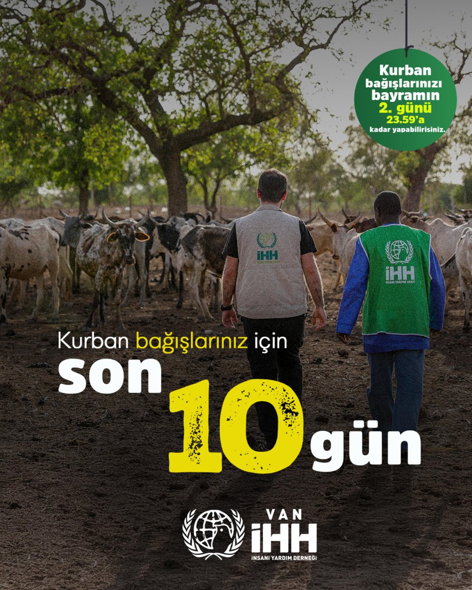 ihh_van's tweet photo. Kurban bağışlarınız için
son 10 gün

Kurban bağışlarınızı
bayramın 2. günü 23.59’a kadar yapabilirsiniz.

🐏 Kurban bedelimiz: 11.500₺ 

Van İnsan Hak ve Hürriyetleri ve İnsani Yardım Derneği
TR27 0001 0000 9681 6222 6450 01
Açıklama: Kurban, Telefon https://t.co/nBYMB8nTdZ