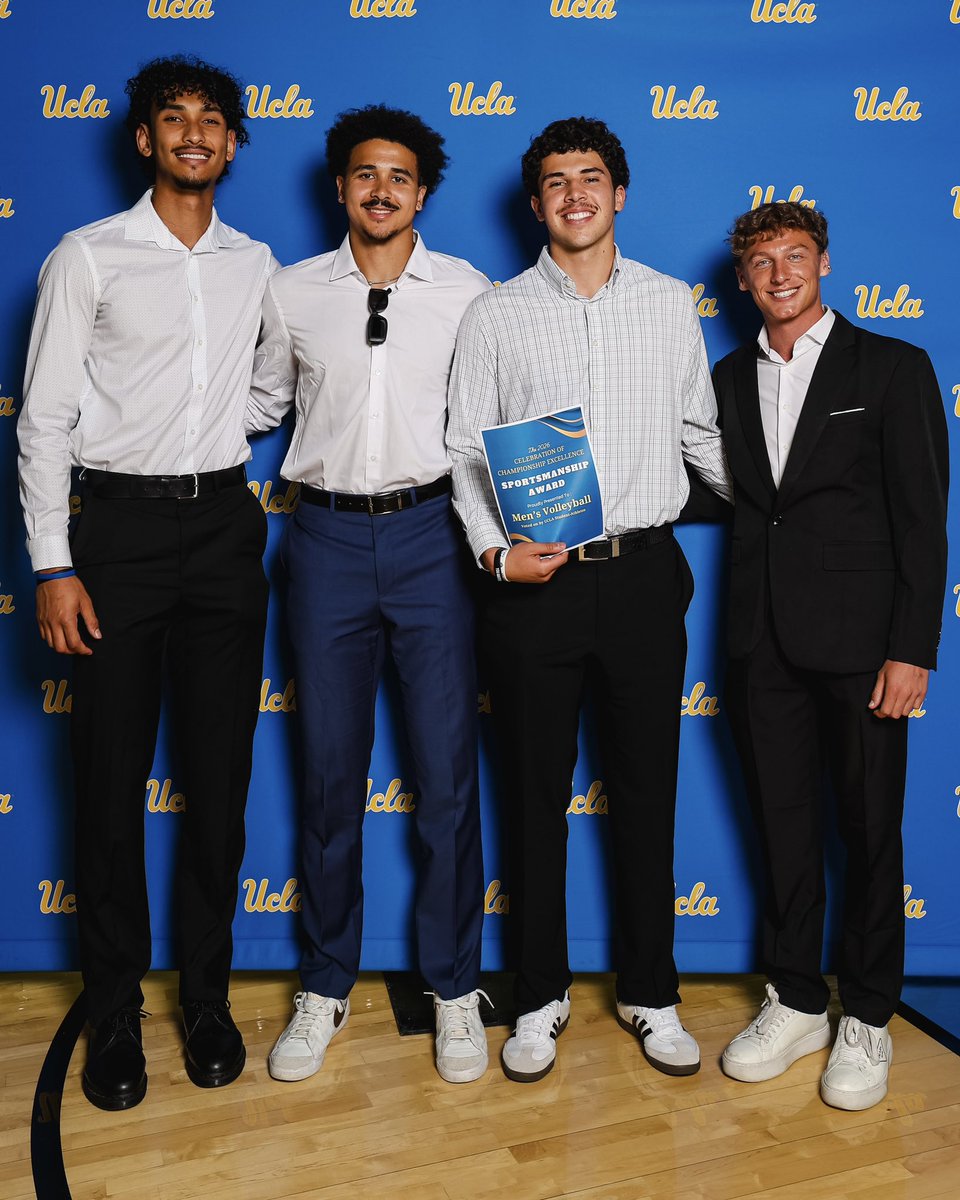 UCLAMVB's tweet photo. Bruin Awards 🤩

The squad was given the Bruin Sportsmanship Award, and Jaidin Russell earned the Bruin Leadership Award at last nights student-athlete banquet!

#GoBruins https://t.co/AcB4Qdwfs1