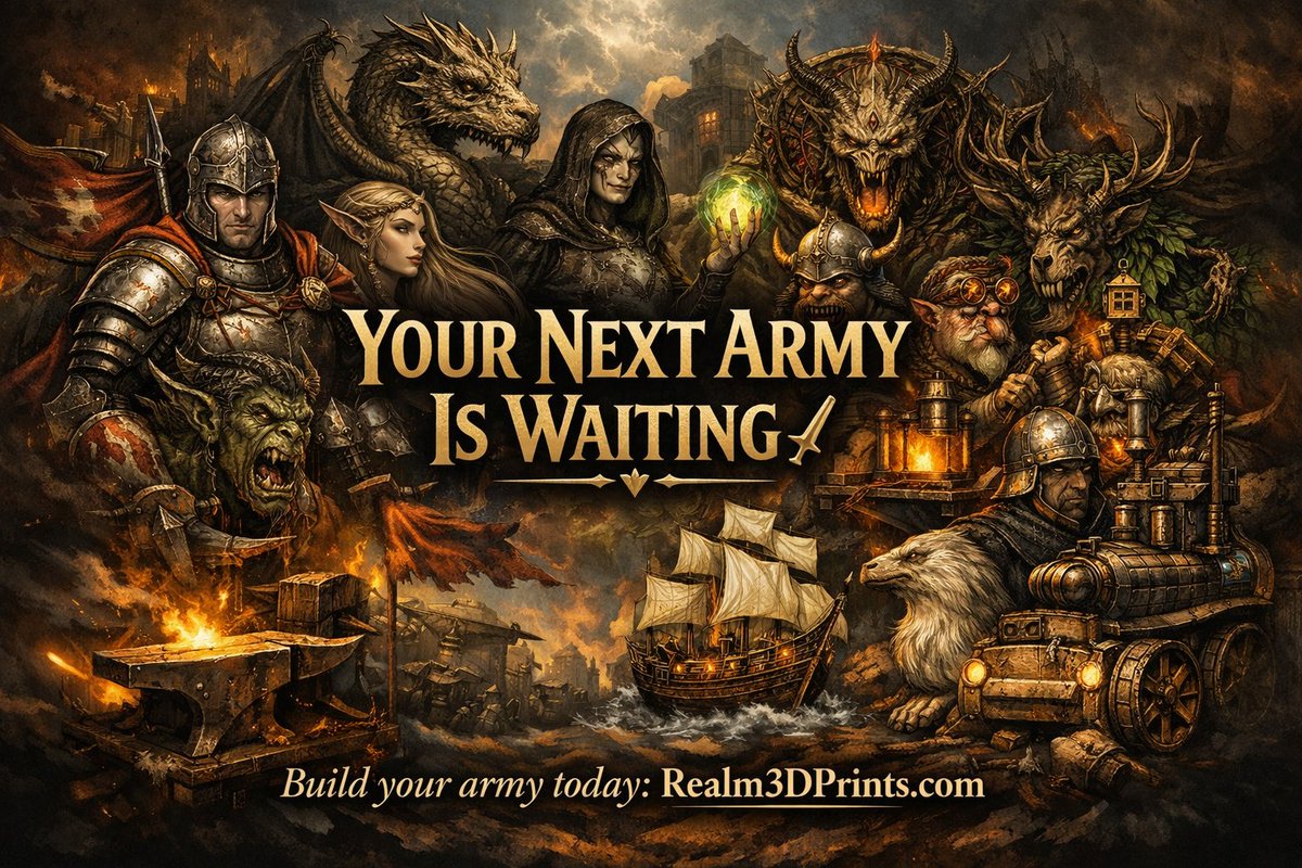 Realm3DPrints's tweet photo. Your next army is waiting. ⚔️
We’ve completely overhauled the storefront! Head over to browse our brand-new Fantasy collections. Filter by Race or Creature to Build your army today: https://t.co/glVPUwRKi7

#DnDminiatures #Miniatures #Wargaming #DnD #TabletopGaming https://t.co/XmZDkp1zRi