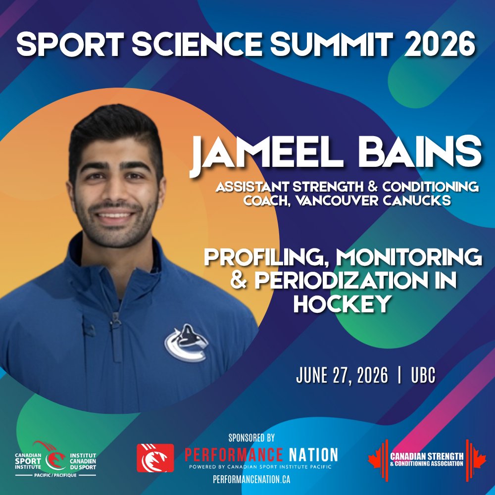 csipacific's tweet photo. Welcome Jameel Bains (He/Him), MSc, Assistant S&amp;C Coach with the Vancouver Canucks, to Sport Science Summit 2026, sharing applied insights from athlete profiling &amp; in-season monitoring in pro hockey.

Register: https://t.co/C0zaztCSvS https://t.co/rZ9pmmRqWA