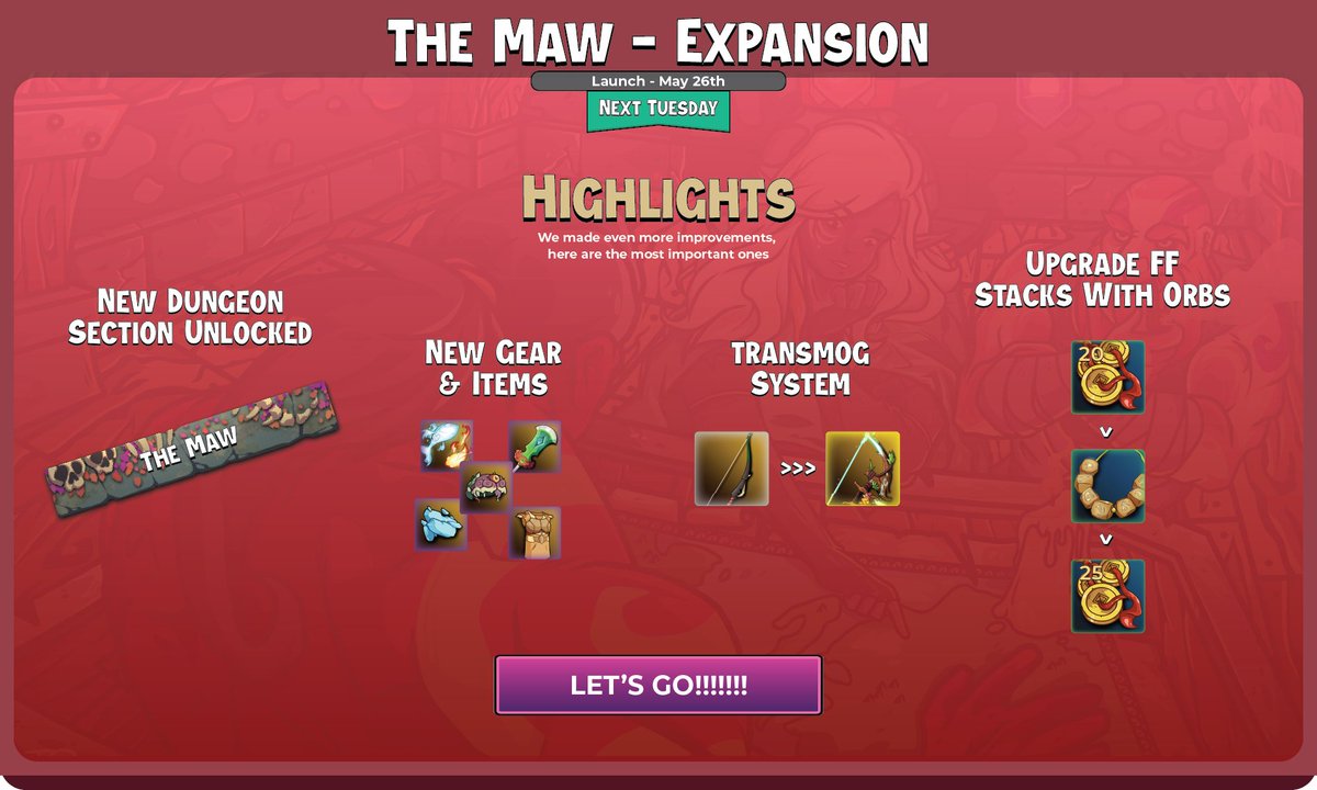 TavernStudios's tweet photo. 🍺 ALE & AXES 🪓 - CONTENT EXPANSION

It's time for our first big content expansion pack coming Tuesday, May 26th.

This is another update to our Free 2 Play strategy clicker browser game, which we launched just 2 months ago!

Check out the new content below; more details are coming next Tuesday. If you haven't played our game yet, make sure to check it out. 

Link below 👇