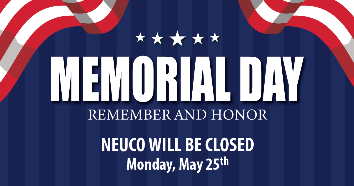 NeucoInc's tweet photo. In honor of Memorial Day, Neuco will be closed on Monday, May 25th. https://t.co/EsuLlmIyUY