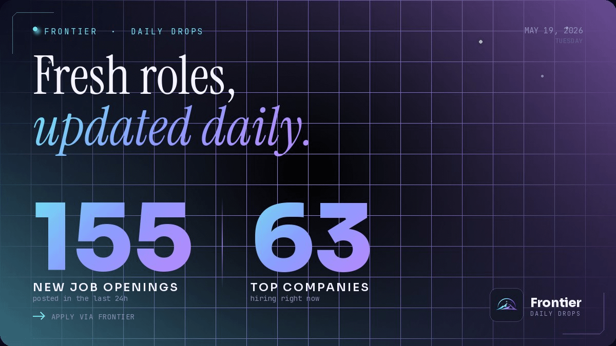 FrontierJobsX's tweet photo. Frontier Daily Drops #5

A daily list of brand new jobs within crypto/tech startups, completely FREE

We found 155 new opportunities listed today across 63 companies such as @moonpay, @worldcoinfnd, and @OpenAI

Check it out with the link in bio https://t.co/sXVWwb9d2h