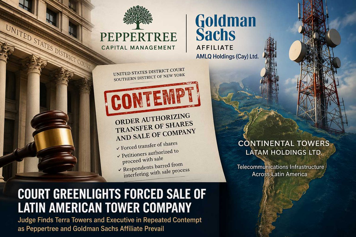 WirelessEst's tweet photo. Peppertree and Goldman Sachs affiliate win a sweeping New York court contempt ruling in tower dispute https://t.co/MeZrUtEtBr https://t.co/mlssNfDF8n