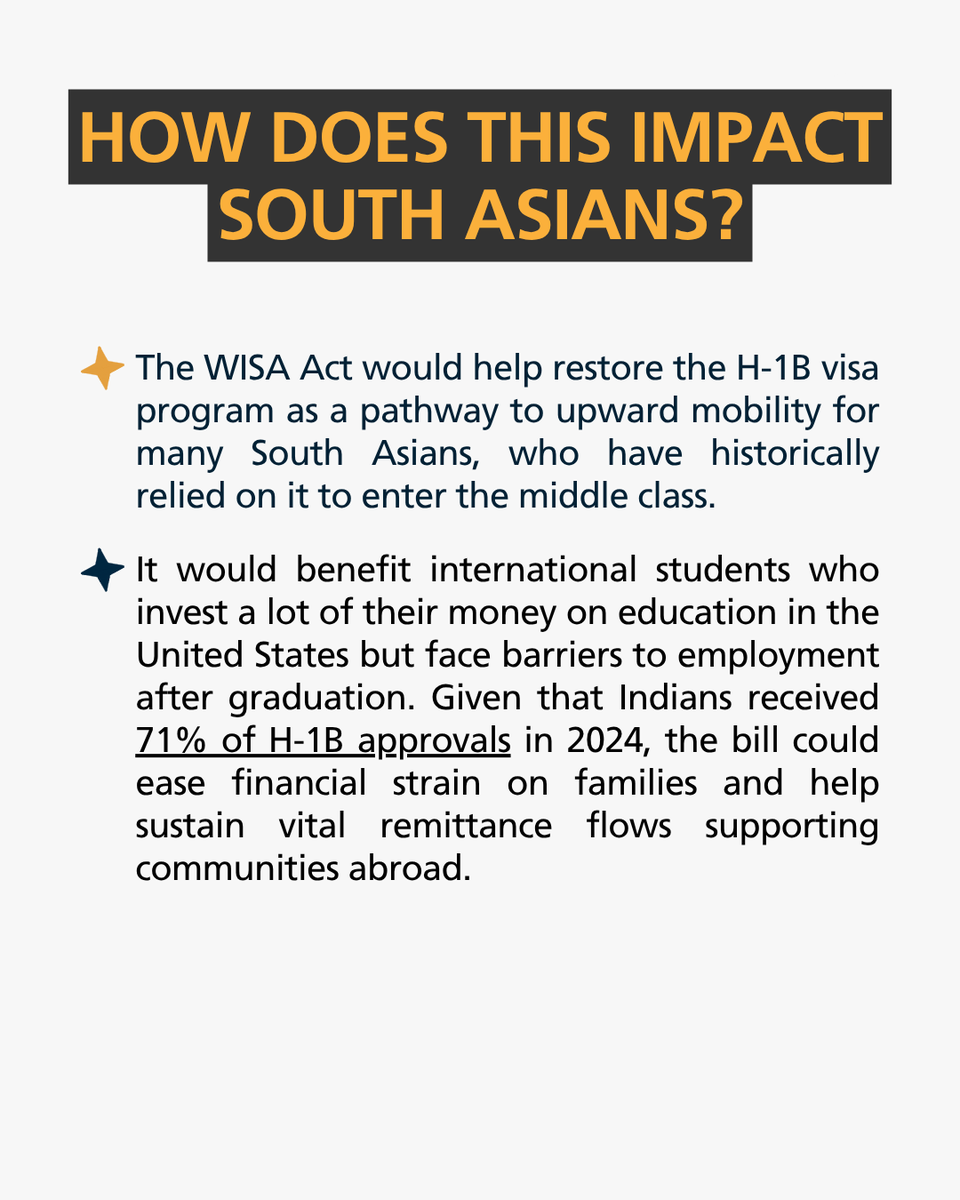 SAAPRIChicago's tweet photo. The Welcome International Success Act (WISA) aims to remove new barriers impacting H-1B visas and skilled immigrant workers.

Read the full policy update: https://t.co/6i8N6qmWpq https://t.co/fnNkyk3dBc