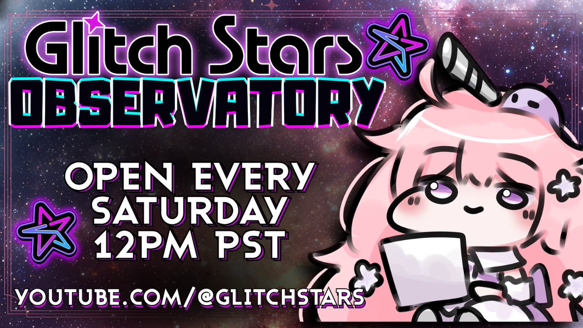 GlitchStarsEN's tweet photo. Did you know we have a Glitch Stars news show? Where you can get the latest news on Glitchstars events? 🌃🔭

The Observatory is now OPEN !! Track the stars with your host Mochi every Saturday at 12 PM PST https://t.co/8bTybaGJID