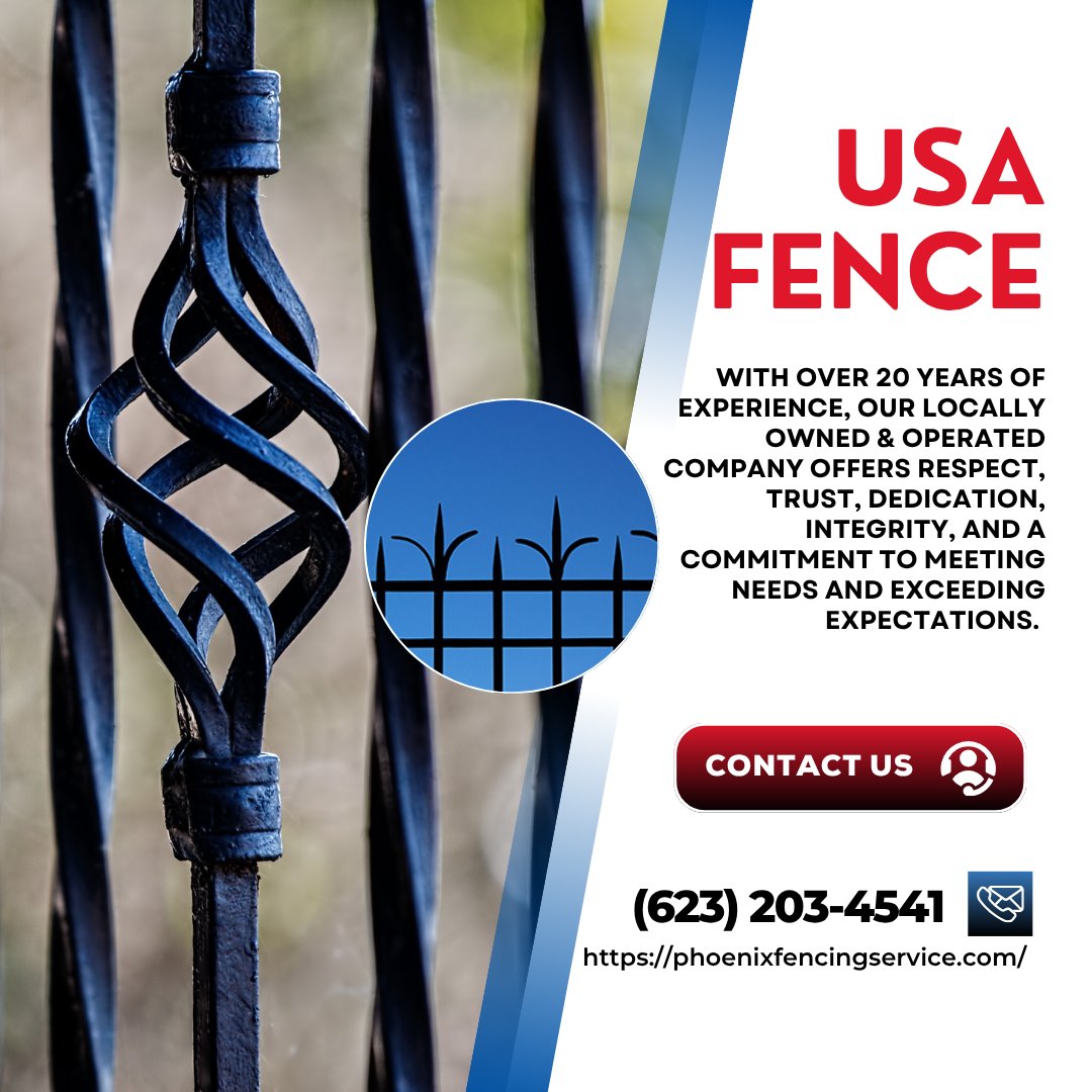 usafence_az's tweet photo. Elegant and strong iron fencing adds a timeless look to any property. We ensure every detail is installed with care and precision. Schedule your appointment with us today. #IronFencing
https://t.co/ADFiDpWdVc https://t.co/pszML4uf3q