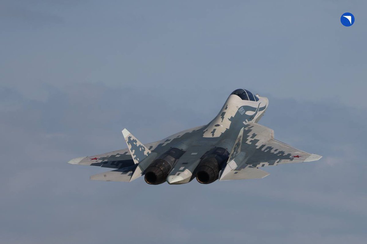 JosephHDempsey's tweet photo. Russia's United Aircraft Corporation (UAC) publish first 'official' images of new two-seater Su-57D prototype, which made its maiden flight today https://t.co/PsV8V2M2FF