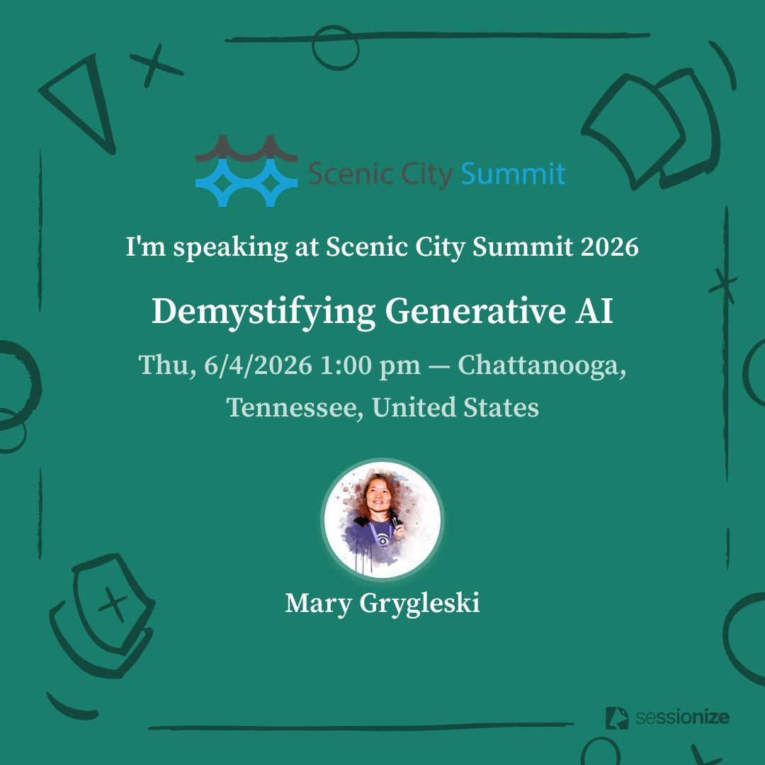 chatechcouncil's tweet photo. 🤖 Workshop Spotlight

Mary Grygleski

Demystifying Generative AI

Learn what AI actually is—and try it yourself

🎟️ https://t.co/yEF7RoqV4m 

#SCS2026 #ScenicCitySummit #AI #TechCommunity https://t.co/SB1n2KkRV6