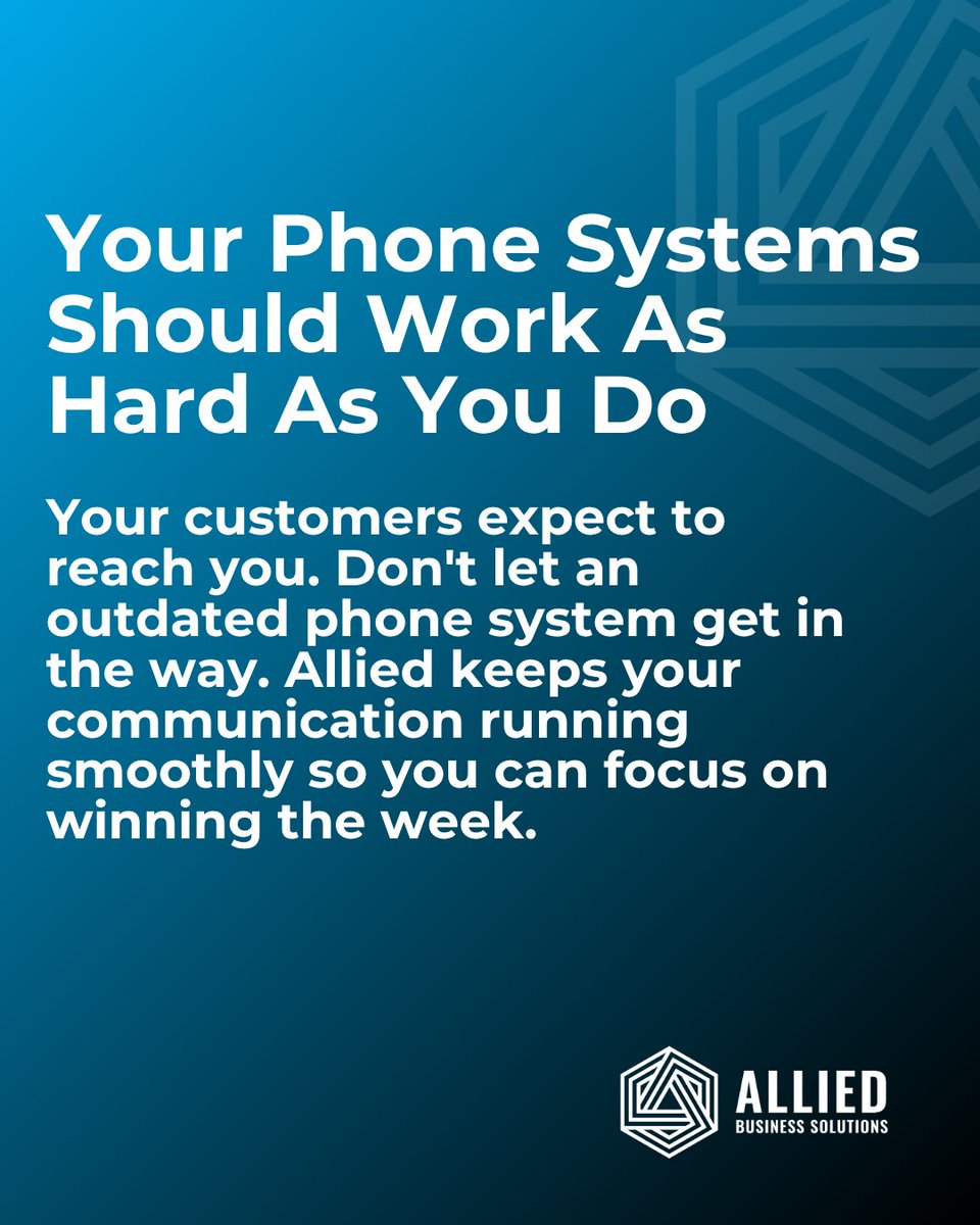 meetALLIED's tweet photo. Your customers expect to reach you every single time they call. 📞 Don't let an outdated phone system get in the way of growing your business. Allied keeps your communication running smoothly so you can focus on winning! https://t.co/yhRN4QeC0s