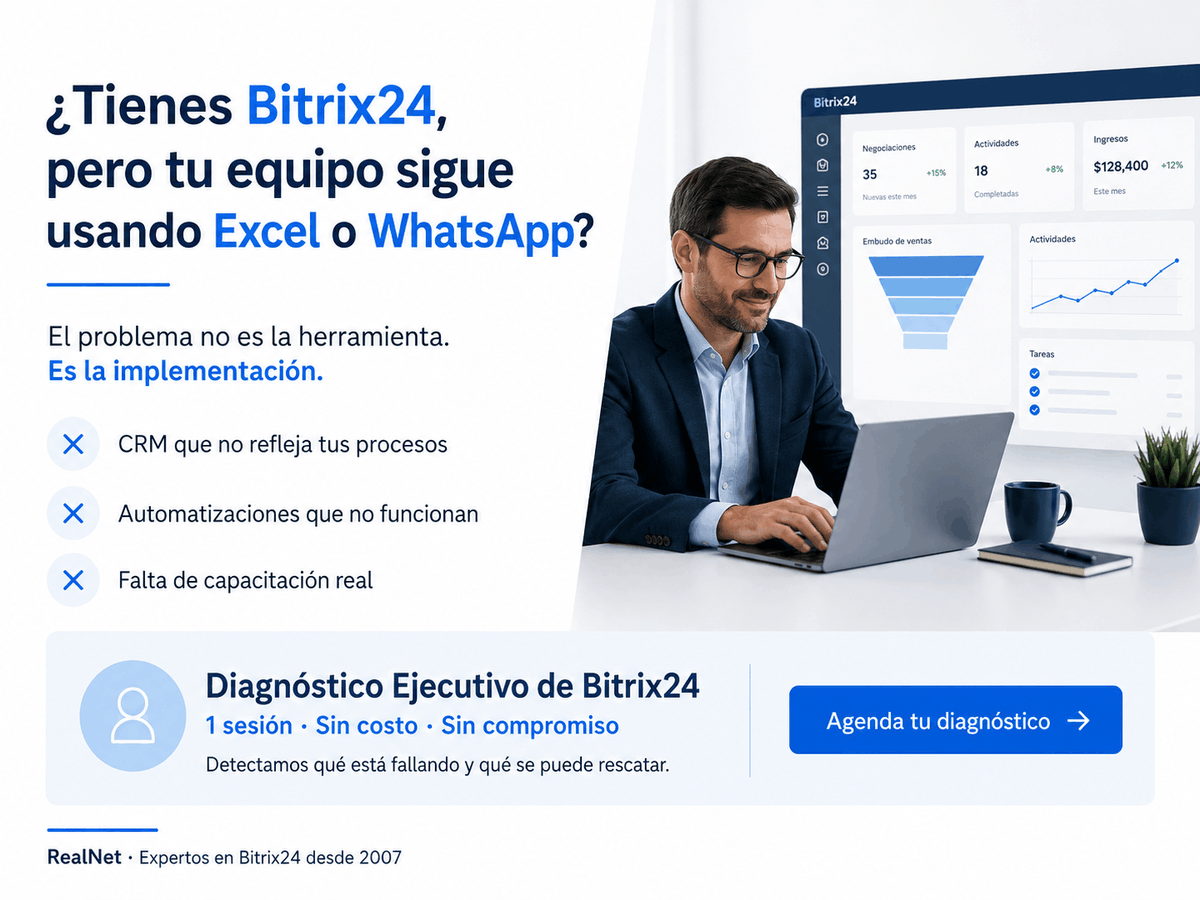 realnetsa's tweet photo. El 70% de las implementaciones de #Bitrix24 fallan.
No por la plataforma.
Por el proveedor.

Si tu equipo volvió a Excel, no canceles el #CRM.
Rescata la implementación.

17 años haciendo esto en México y LATAM https://t.co/y04weMdU6f

#Bitrix24 #CRM #LATAM https://t.co/nE0bHnmV2U