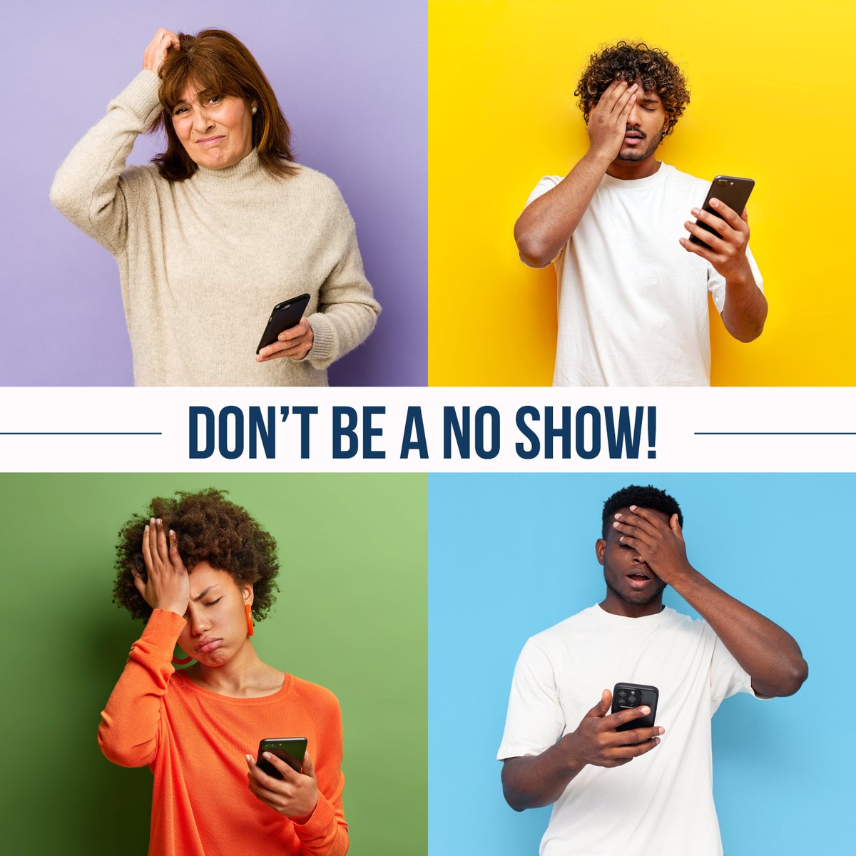 EasternOKVA's tweet photo. Can’t make your appointment? Let another Veteran take it.
When you miss an appointment without canceling (a “no-show”), it delays care for your fellow Vets.
Ways to cancel:
1.Text: Reply “C” to your appointment reminder text. (Text START to 53079 to opt in).
https://t.co/HObKjx59KE: Use https://t.co/lAmdS8bqPU or the VA Health & Benefits App.
https://t.co/W37ihL3w28: Dial 888-397-8387 and press 2 for scheduling.
By canceling early, you help a fellow Vet get the care they need sooner. #Veterans #VAHealth #NoShow #EasternOklahomaVA