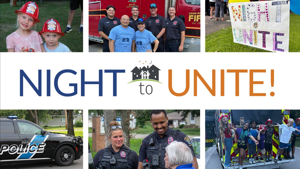 CoonRapidsPD's tweet photo. Registration NOW OPEN! 🎉

Night to Unite is back on Tuesday August 4th, 2026 , one of our favorite nights of the year!

Find the registration link here: https://t.co/yL9yOQGIrH https://t.co/9LrxMT5uXh