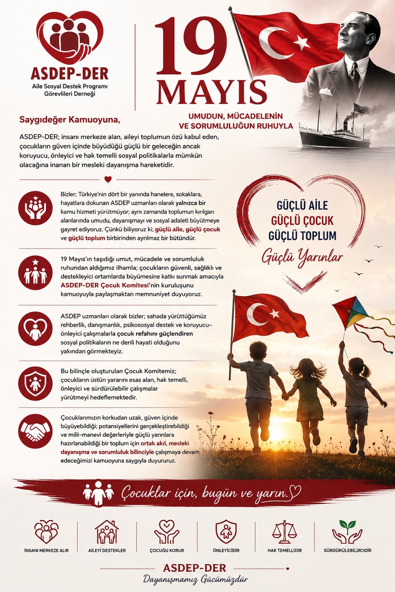 asdepder's tweet photo. Çocukların güvenli, sağlıklı ve destekleyici ortamlarda büyümesi; mesleki dayanışma ve ortak sorumluluk bilinciyle mümkündür.
ASDEP-DER Çocuk Komitesi olarak çocuk refahını güçlendirmek adına çalışmalarımızı kararlılıkla sürdüreceğimizi kamuoyuna saygıyla ilan ederiz.
#Asdepder https://t.co/0TTwAaHno8