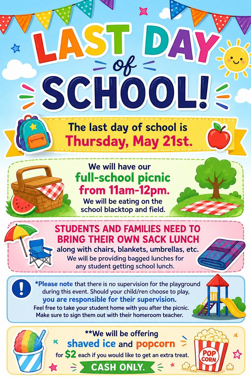 ColumbineES's tweet photo. Families, don't forget that Thursday is our annual Last Day of School Picnic! We hope to see you here as we end the school year together at the full-school picnic. 
#StVrainAdvantage
#StVrainStorm
#PublicSchoolAdvantage
@SVVSDsupt
@KarlaAllenbach https://t.co/KaCeHCGANx