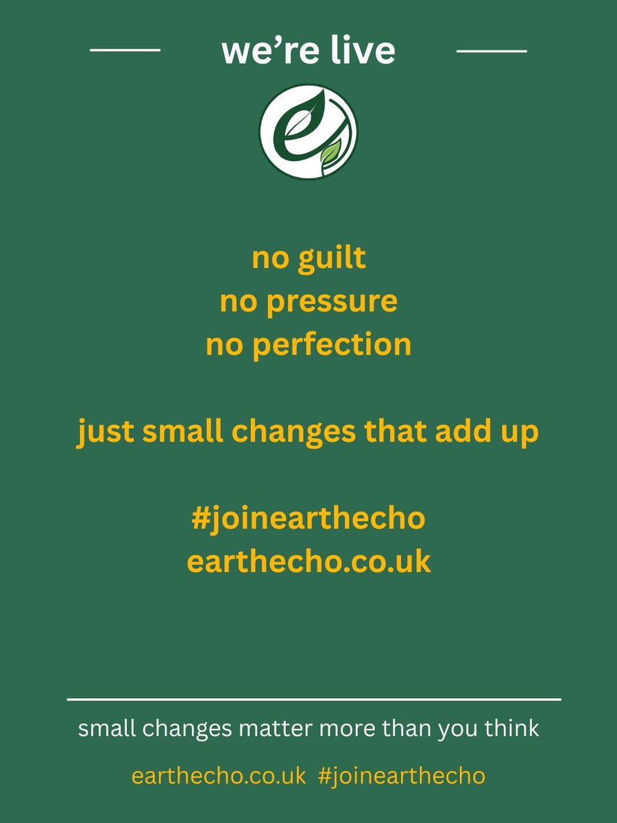 JoinEarthEcho's tweet photo. no guilt
no pressure
no perfection

just small changes that add up.

#joinearthecho #sustainableliving #smallchangesbigimpact #ecofriendlyliving #climateaction https://t.co/dh0i1ouCaa