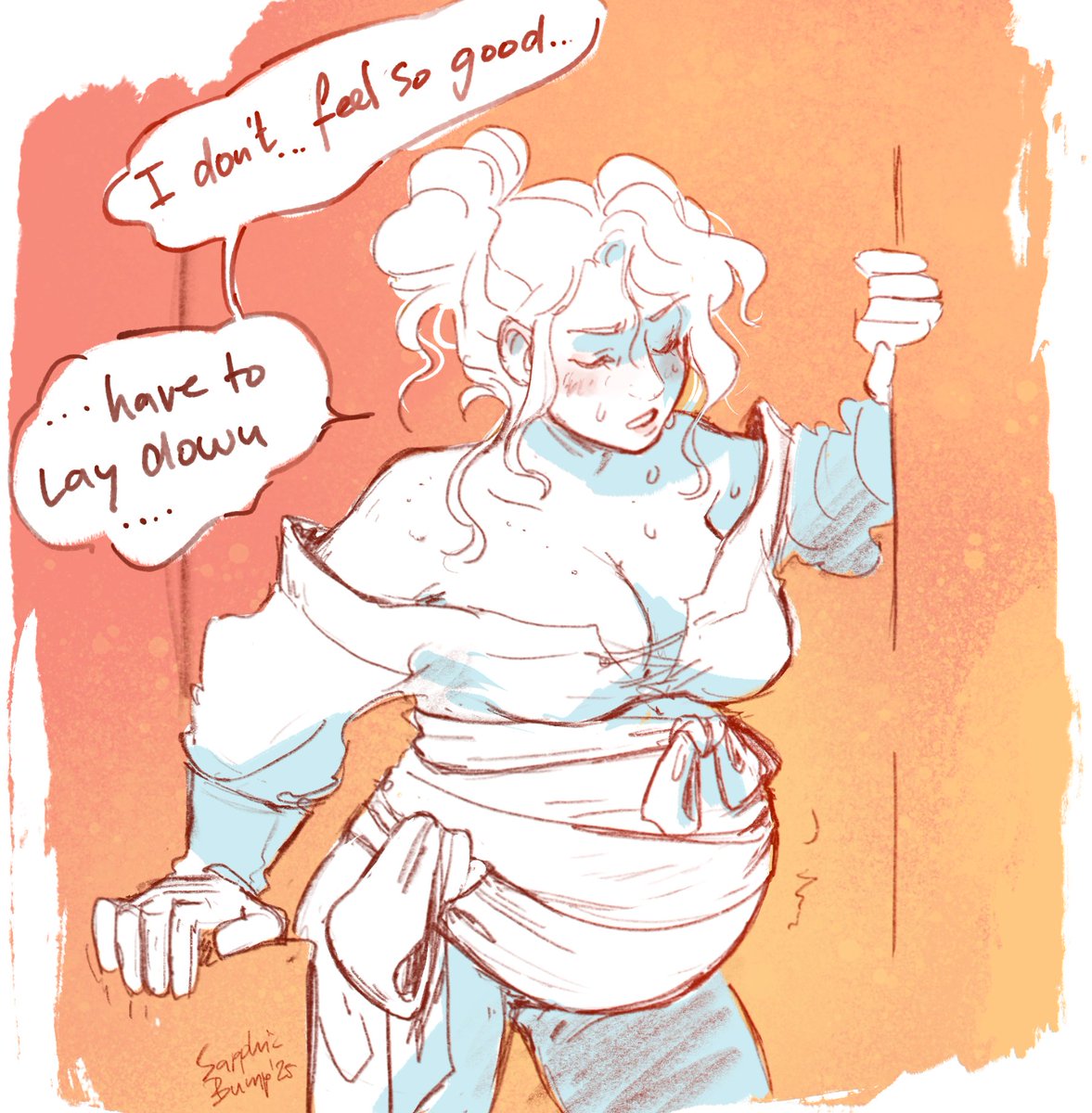 SapphicBump's tweet photo. A bit of labor struggle after careless potion intake... OC pic for @notsafeforbak https://t.co/Oe3CATBCLT