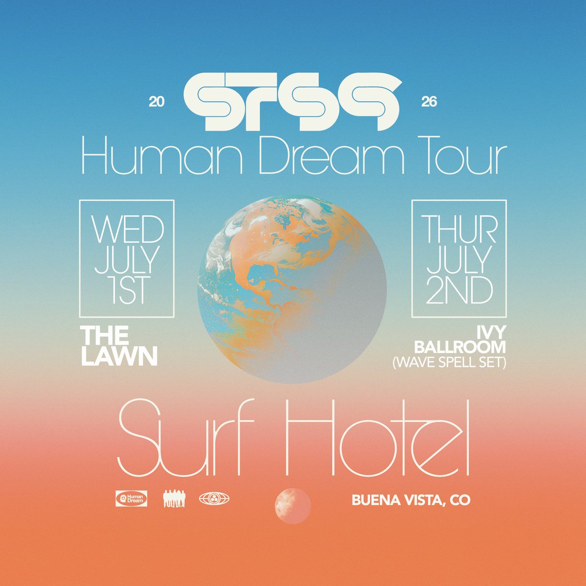 STS9's tweet photo. New Summer dates announced! We're getting our Colorado run started with two special nights at Surf Hotel in beautiful Buena Vista, CO Wednesday July 1st on The Lawn and Thursday July 2nd in the Ivy Ballroom for a rare Wave Spell Set. 🪐 We hope you're as stoked as we are! https://t.co/Xz5ZEq2bBr
