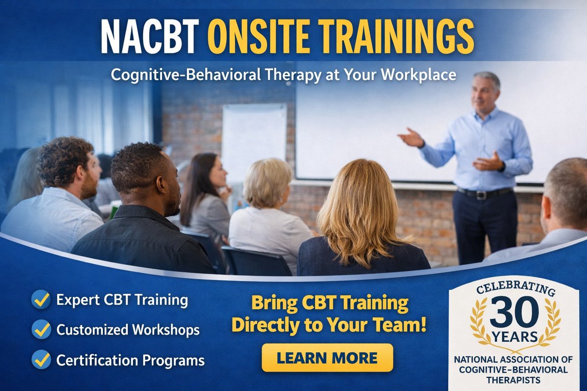 nacbt's tweet photo. Let us come to you!  We provide one, two, and three-day onsite CBT trainings for mental health professionals and paraprofessionals.

For more information, please visit our website at: https://t.co/ltK05wZAe1 https://t.co/h68g5dj6OG