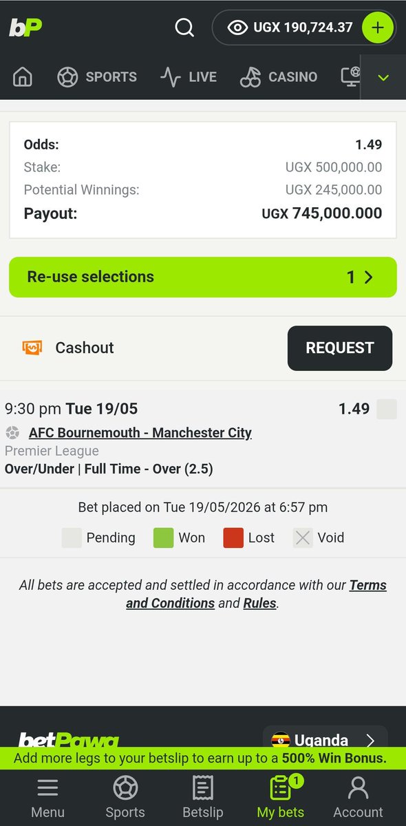 FootballTi34972's tweet photo. @nbstv @MawejjeGeoffrey TUESDAY 19/05/2026

Free odd 1.49

Booking code bet pawa:D5XEZSM

Total odds:1.49

Bet Responsibly💯 https://t.co/eulwWU6W0v