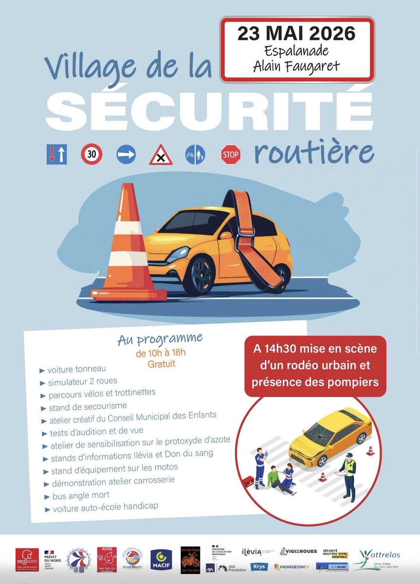 ricci59150's tweet photo. J-4 · Village de la Sécurité et de la Prévention
3 secondes pour qu’une vie bascule.
Une voiture. Une trottinette. Un choc.
Sauriez-vous réagir ?
Samedi 23 mai · Esplanade Alain Faugaret · 10h à 18h
#Wattrelos https://t.co/Fv6piIFfB5