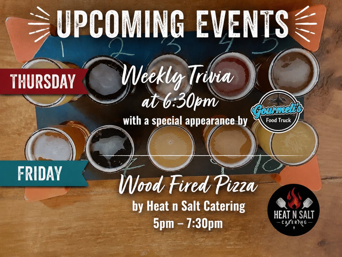 FortOrangeBrew's tweet photo. 🍻 Your midweek and Friday plans are covered at FOB!

🧠 THURSDAY — Weekly Trivia kicks off at 6:30pm with a special appearance by Gourmeli’s Food Truck serving up incredible eats all night long.

🍕 FRIDAY — Heat n Salt Catering returns with Wood Fired Pizza from 5pm–7:30pm. https://t.co/W8IVyv3Vtb