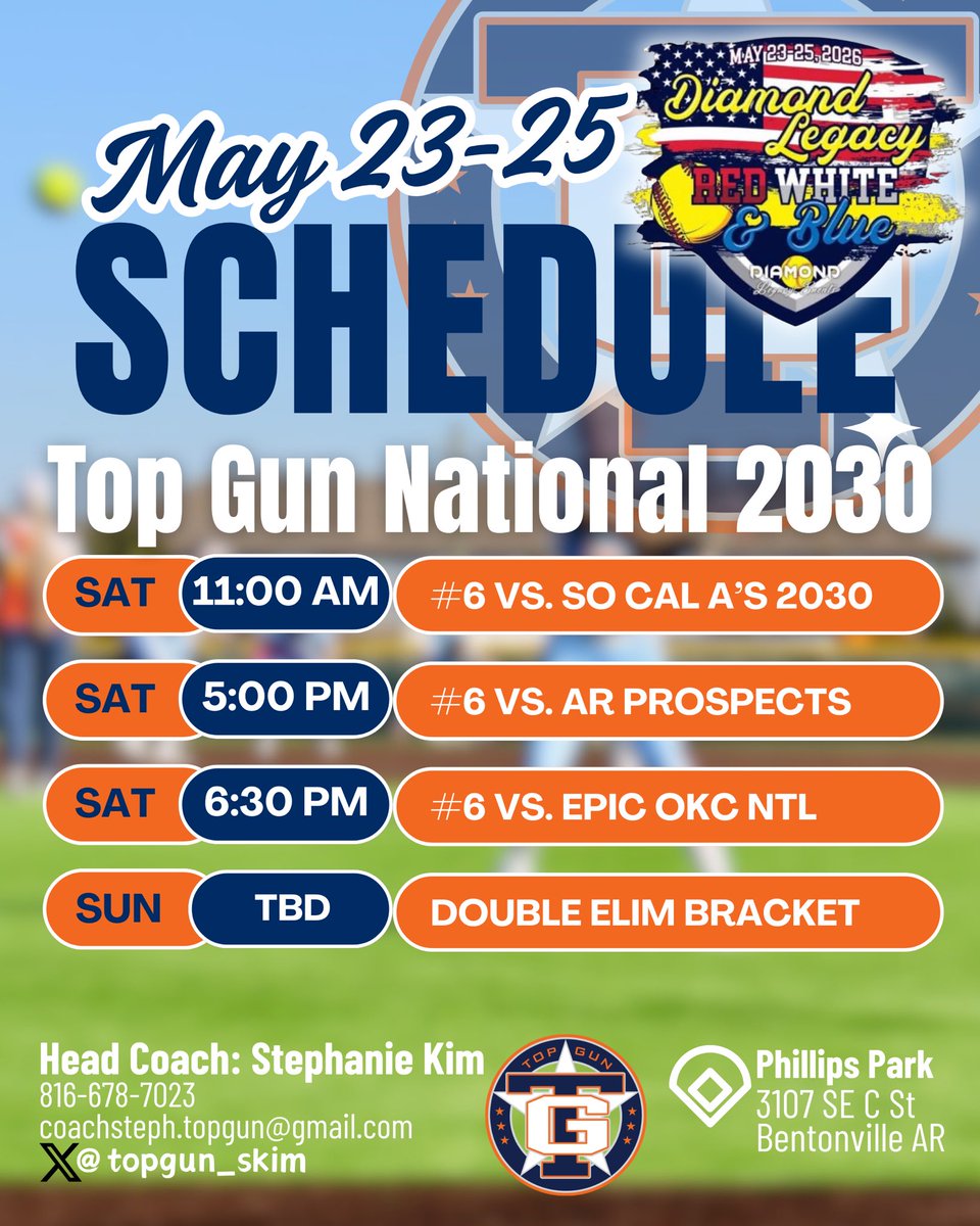topgun_skim's tweet photo. LETS DO THIS!!!!!!! Memorial Day weekend and the 2030’s are heading to Arkansas for the PGF Diamond Legacy RED WHITE &amp; BLUE!

@PGFnetwork @DiamondLegacyEv 
@topgunfastpitch https://t.co/16pv0ME2Xk