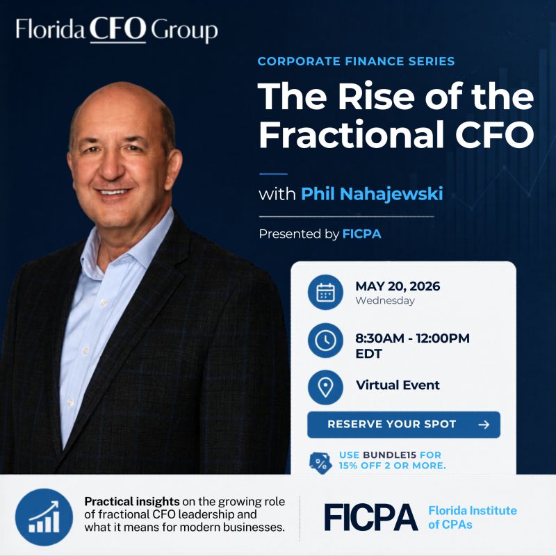 FLCFOGroup's tweet photo. Finance leadership is evolving.

Join Florida CFO Group partner Phil Nahajewski for The Rise of the Fractional CFO and explore how AI, automation &amp; flexible finance leadership are reshaping the CFO role.
📅 May 20 | Online
🎟️ Register: https://t.co/rJG6WomVT3
#CFO #FractionalCFO https://t.co/fTddgHVzxz
