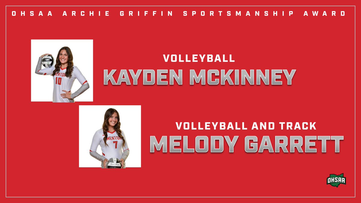 MentorAthletics's tweet photo. At last night's senior awards, Kayden and Melody were named this years OHSAA Archie Griffin Sportsmanship award winners! Both are perfect examples of the meaning of this award! Congratulations Kayden and Melody! #onceacard #thestandard https://t.co/Gp1lfXMIEg