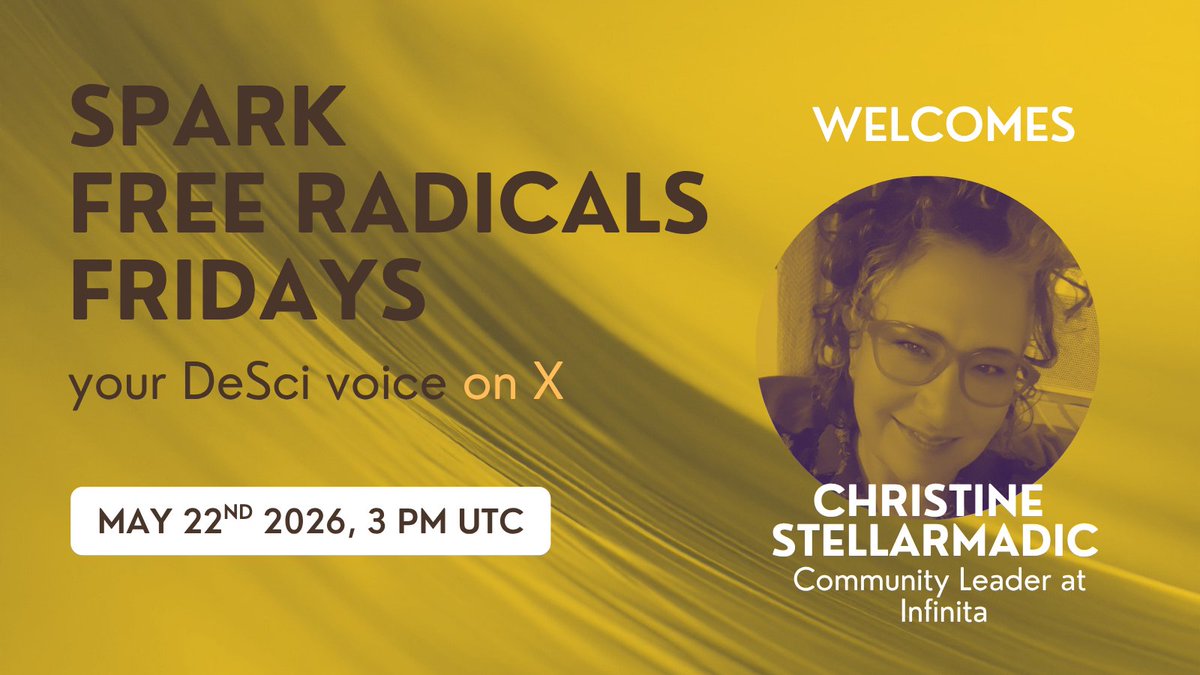 spark_sciences's tweet photo. The Free Radicals Fridays Spark AMA welcomes Christine @StellarMadic, Community Leader at @infinitacity. Join this conversation, set your reminders! Link below ✨ https://t.co/R4e9KehBVF
