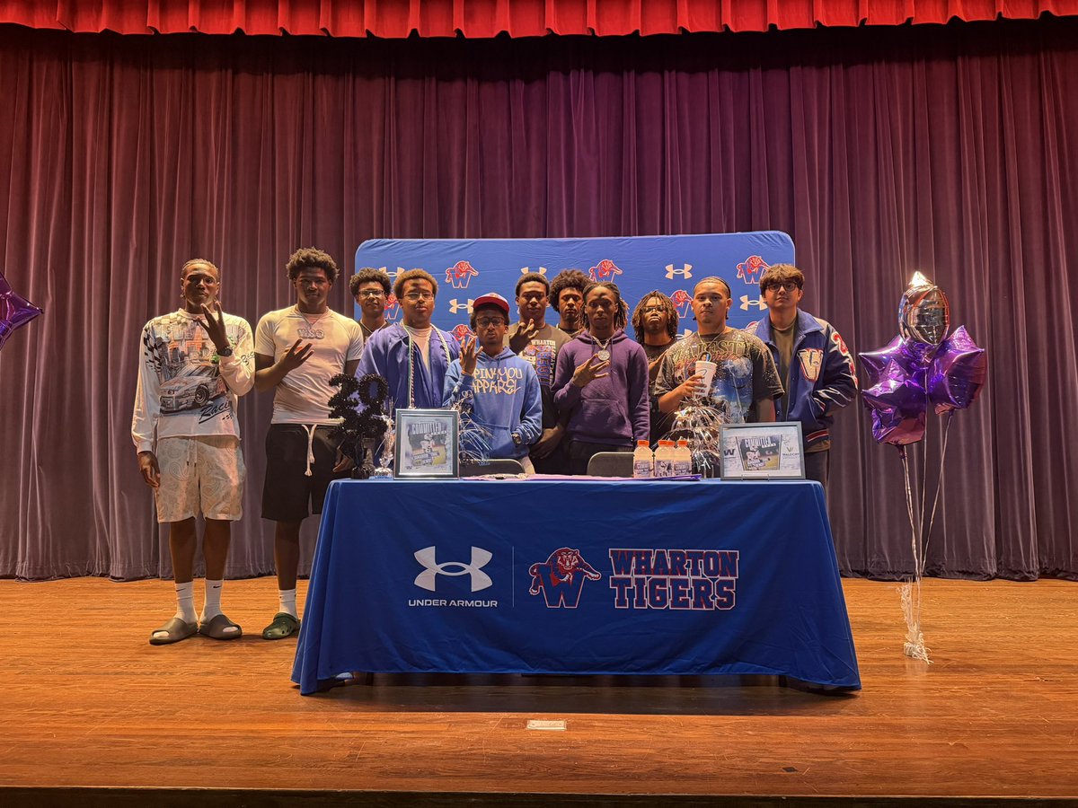 ElizabethMuras5's tweet photo. Congratulations on another signing day here at Wharton High School! Go do amazing things Trae! 

#signingday #football #DFO #whartonhs https://t.co/oakPvyGC4D