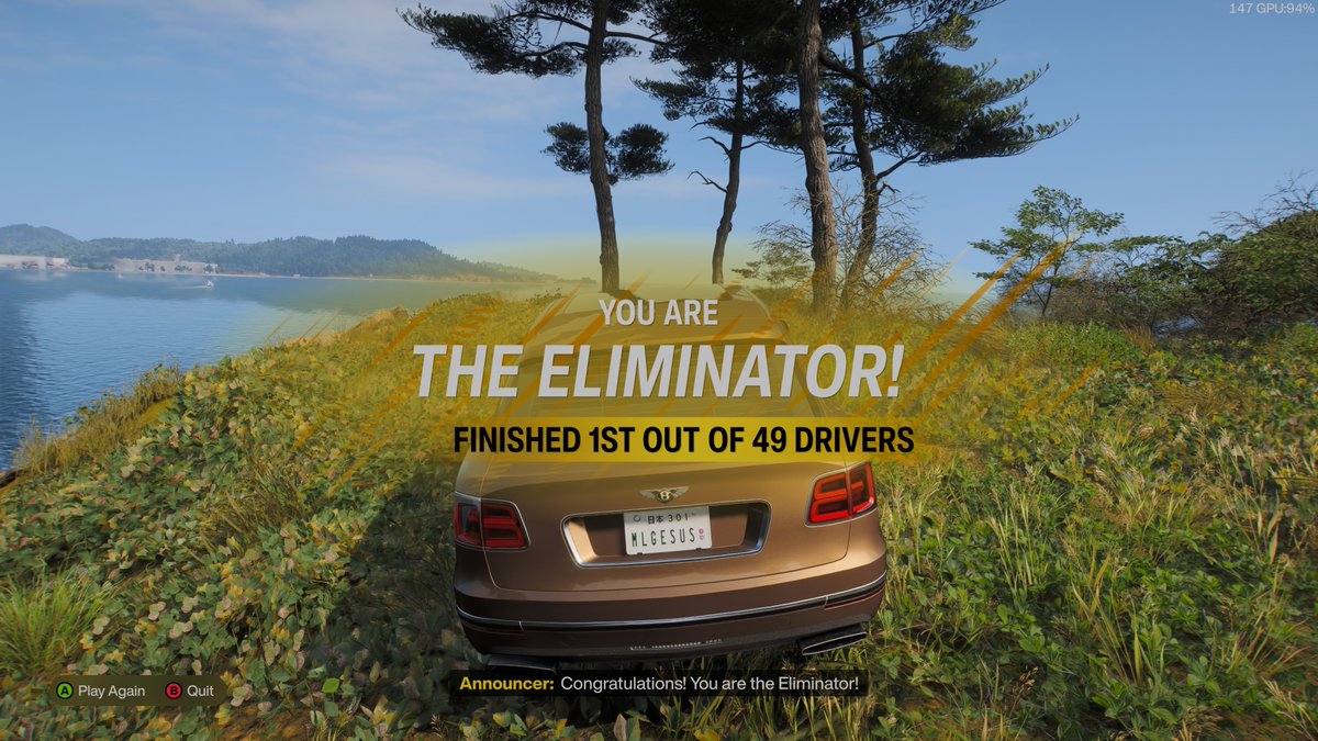 MLGProMI's tweet photo. first eliminator win in fh6, and with only a level 6 vehicle.

 It ended on the peninsula near the rocket launch site. I was definitely outclassed by even a level 10 vehicle, but I glanced at the map and following the outskirts of tokyo to the seaside road won out.

15 tries. eh. https://t.co/dmtpNqtzrt