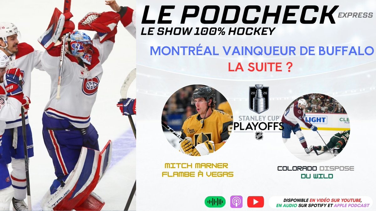 Le_Podcheck's tweet photo. 🇫🇷Montréal et Alexandre Texier éliminent les Sabres lors d'un nouveau Game 7 et les finales de conférences NHL 2026 sont connues !

Débrief dans ce Podcheck avec @Thomaswoloch @ElioTheAce et @Nino_mldz👀

📺En Vidéo : https://t.co/iohorIEE4X
📻En Audio : https://t.co/YSEgbEzpJL https://t.co/vfMjH9MRSR