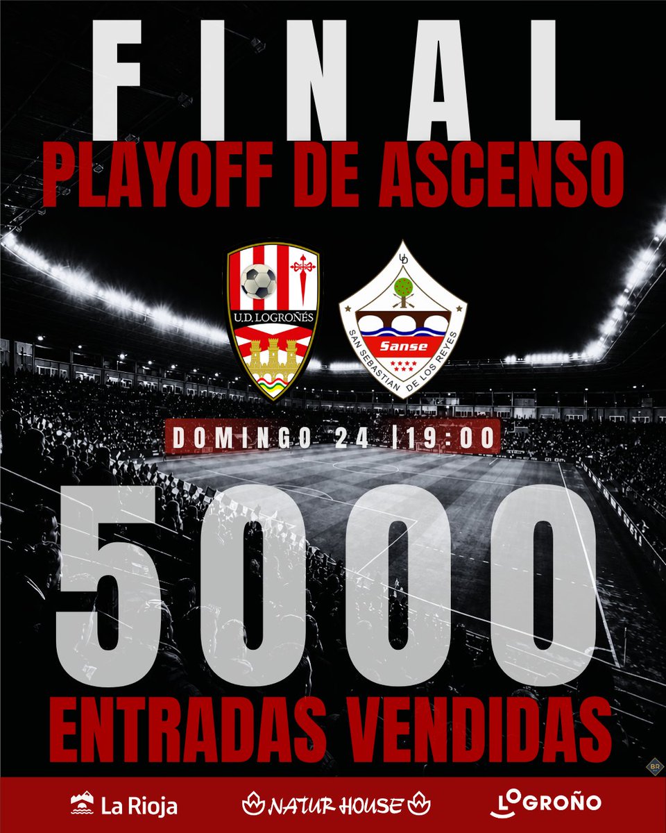 UDLogrones's tweet photo. 🔴⚪🟢🟡 ¡Y 5.000 entradas vendidas al límite del cierre de la oficina y en menos de 24 horas! ¡Qué barbaridad! ¡Cómo #empujamosjuntos! https://t.co/0LzqsCmOa0