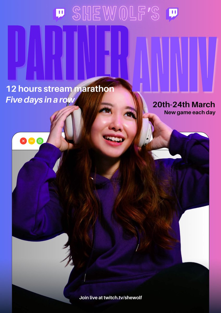 SheWolfTTV's tweet photo. One year of being partnered on Twitch. Time flies. 💜 https://t.co/vdFOr5p8Ap